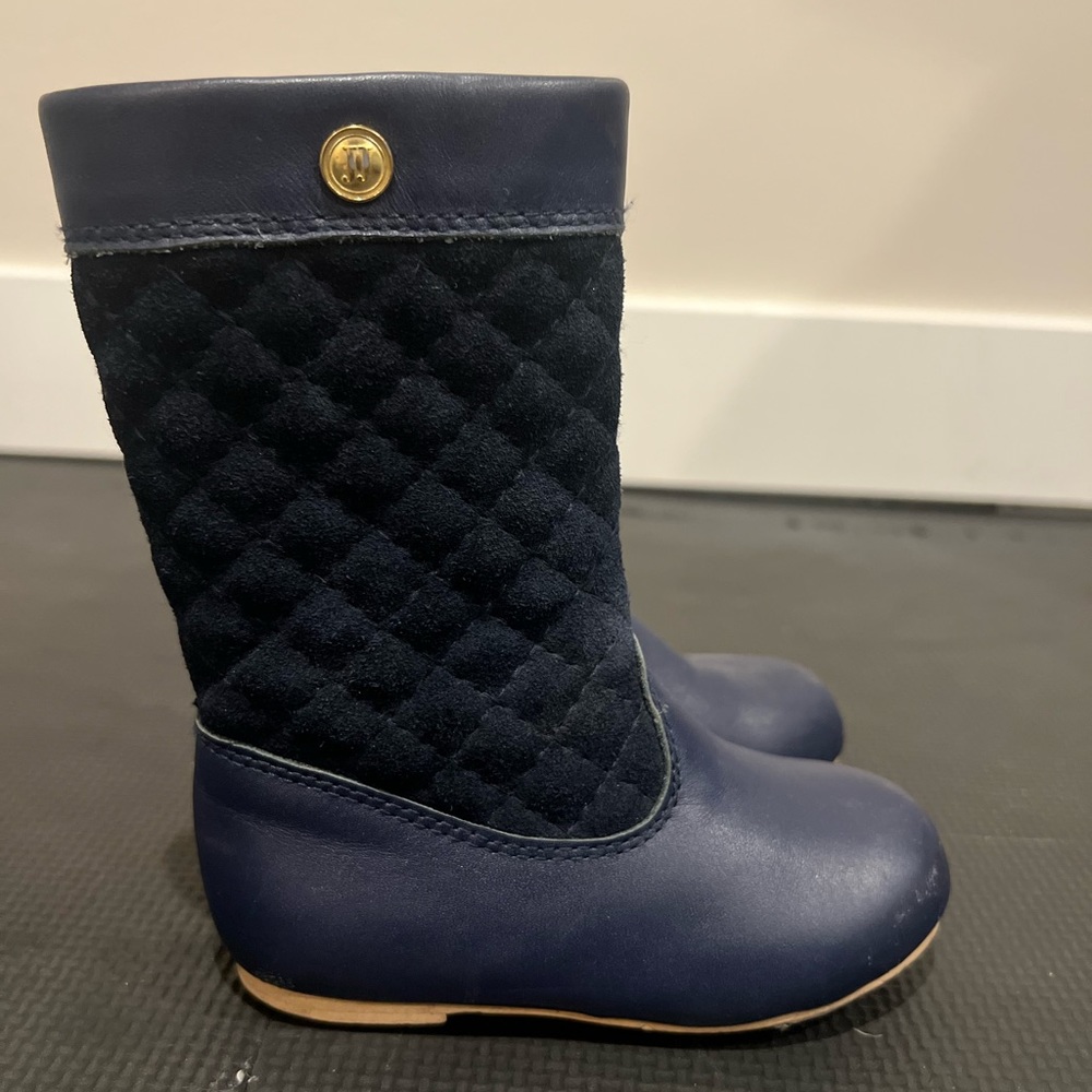 Janie and Jack toddler quilted navy blue riding boot, size 6